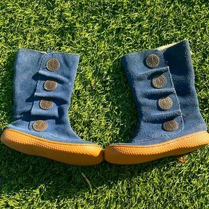 Livie & Luca blue suede leather button boots